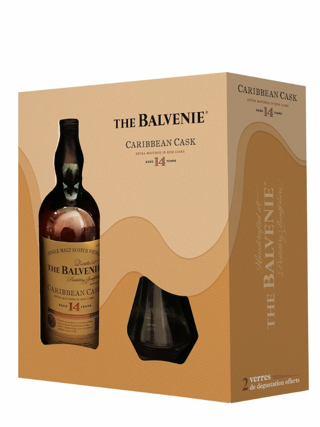BALVENIE (The) 14 ans Caribbean Cask Coffret 2 Verres - visuel secondaire - Whiskies à moins de 150 €